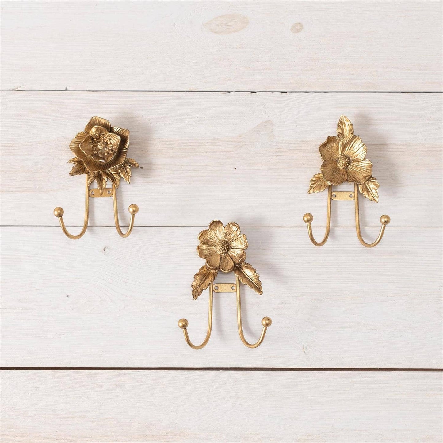 Gold Floral Hooks (set of 3)