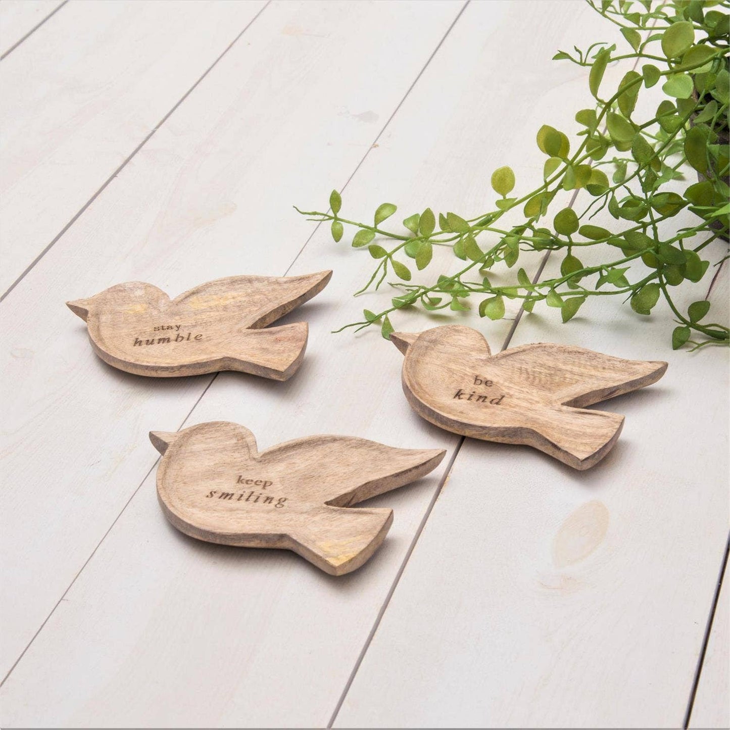 Mango Wood Bird Trinket Trays (Pk/03 Ast)