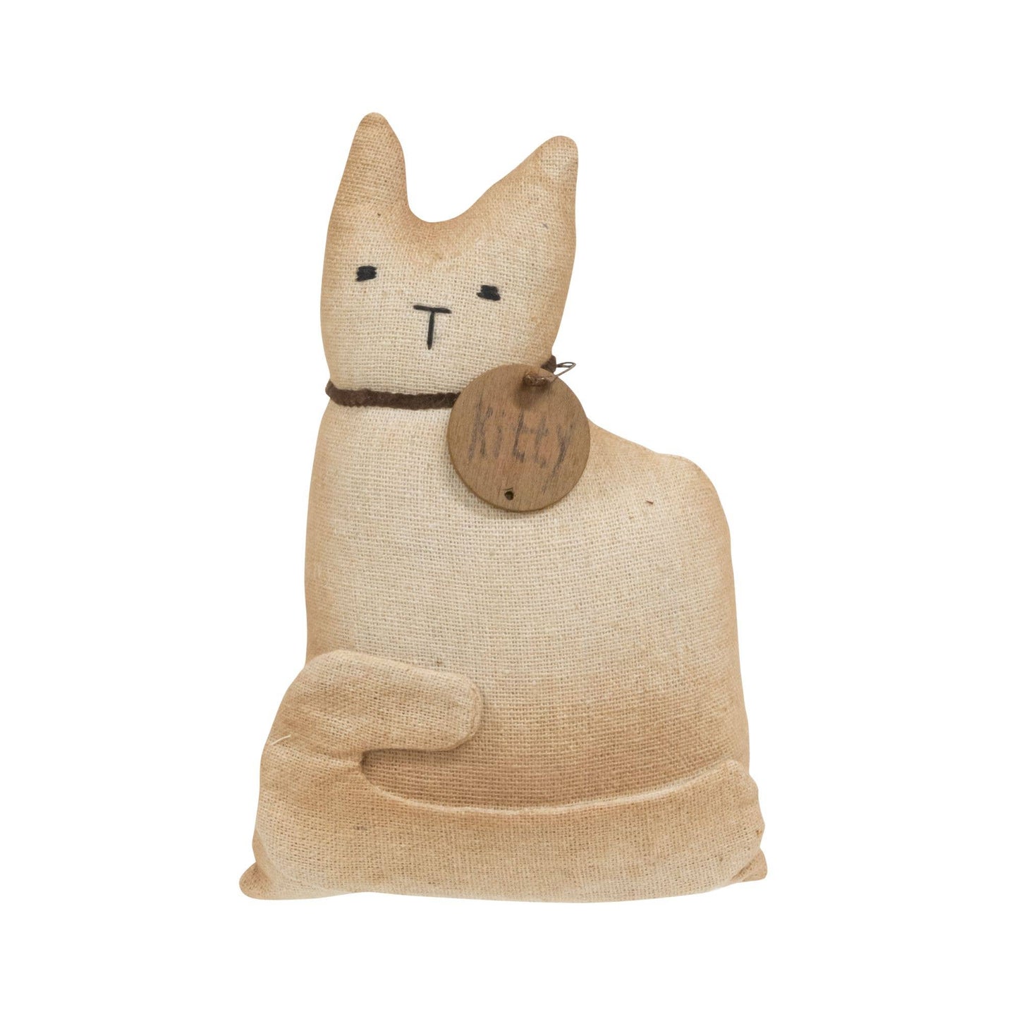 Stuffed Primitive Sitting White Kitty