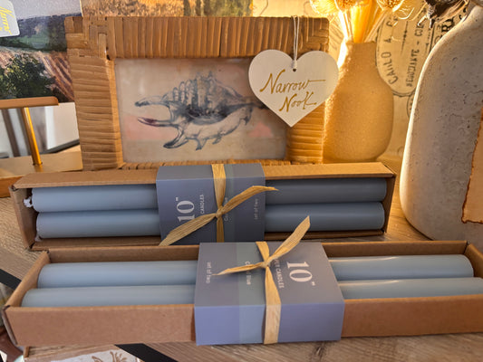 Costal Blue Taper Candle 10 in. (Set of 2)