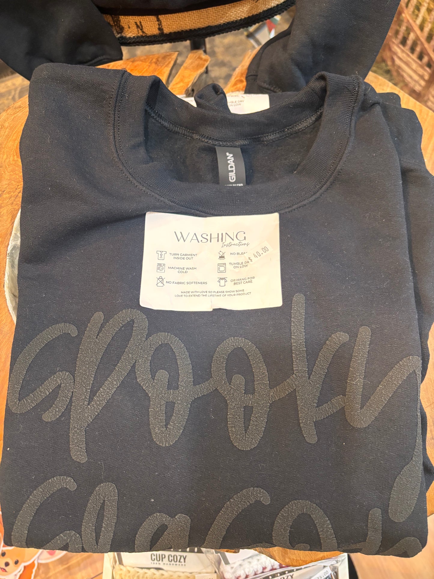 Spooky Season Crewneck Sweatshirt / Black, charcoal script