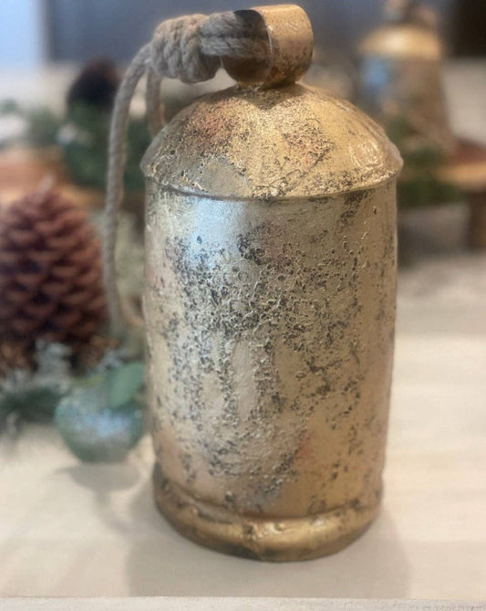 Antique Gold Christmas Bell, 9 1/2"