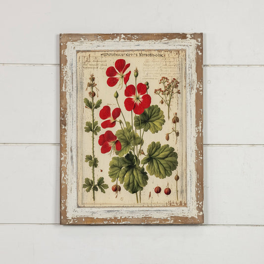 16" BLOOMING GERANIUM BOTANICAL PRINT
