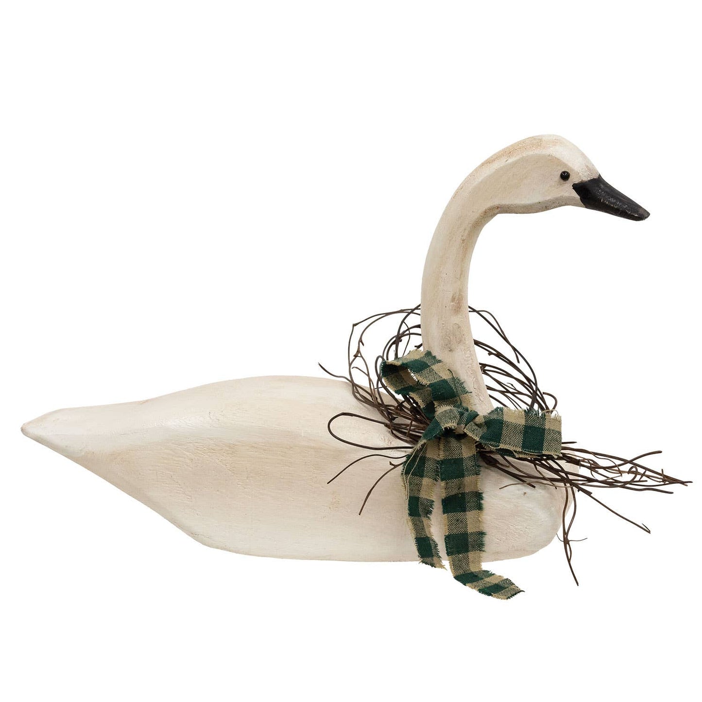 Distressed Wooden Carved Look Swan