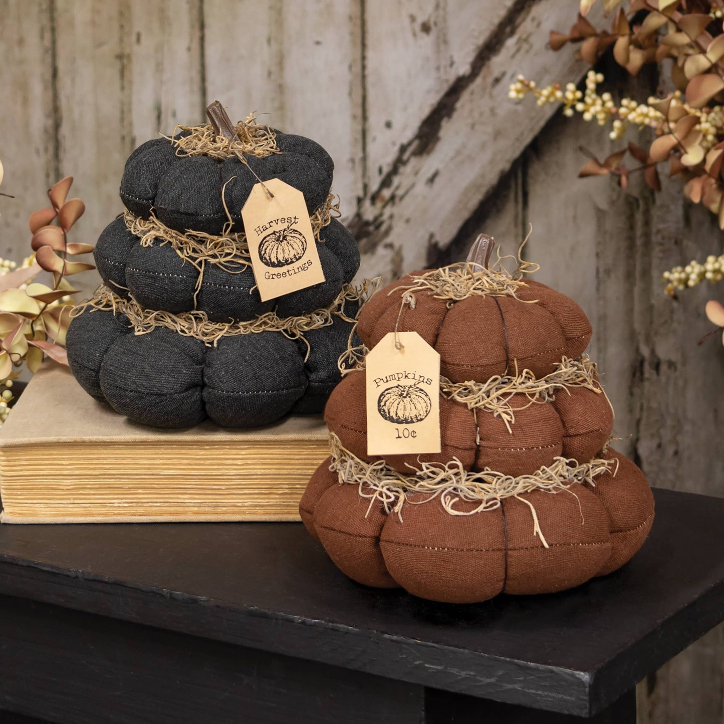 "Pumpkins 10 Cents" Stuffed Pumpkin Stack