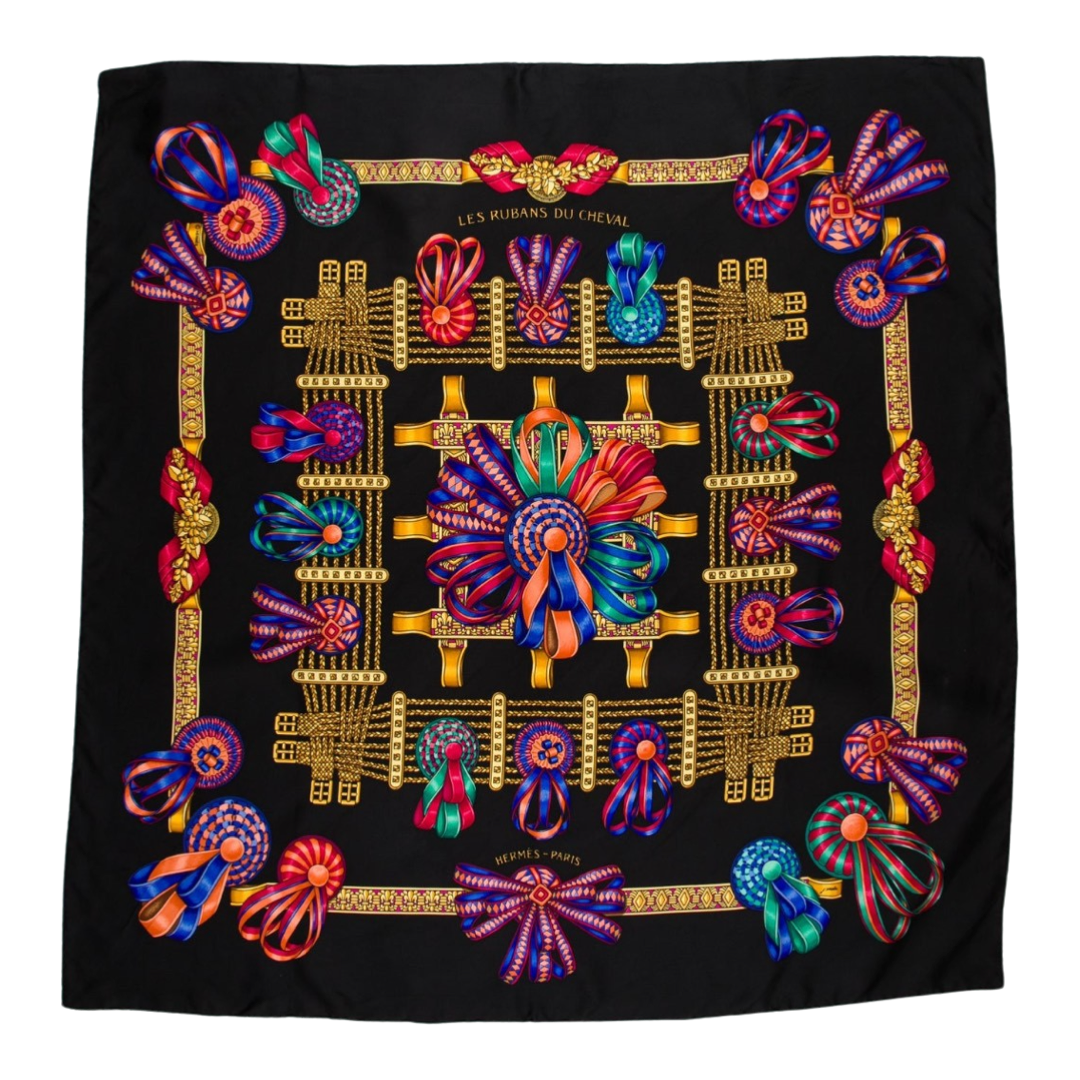 Rubans du Cheval Noir Vintage Silk Scarf Crossbody Bag Hermes