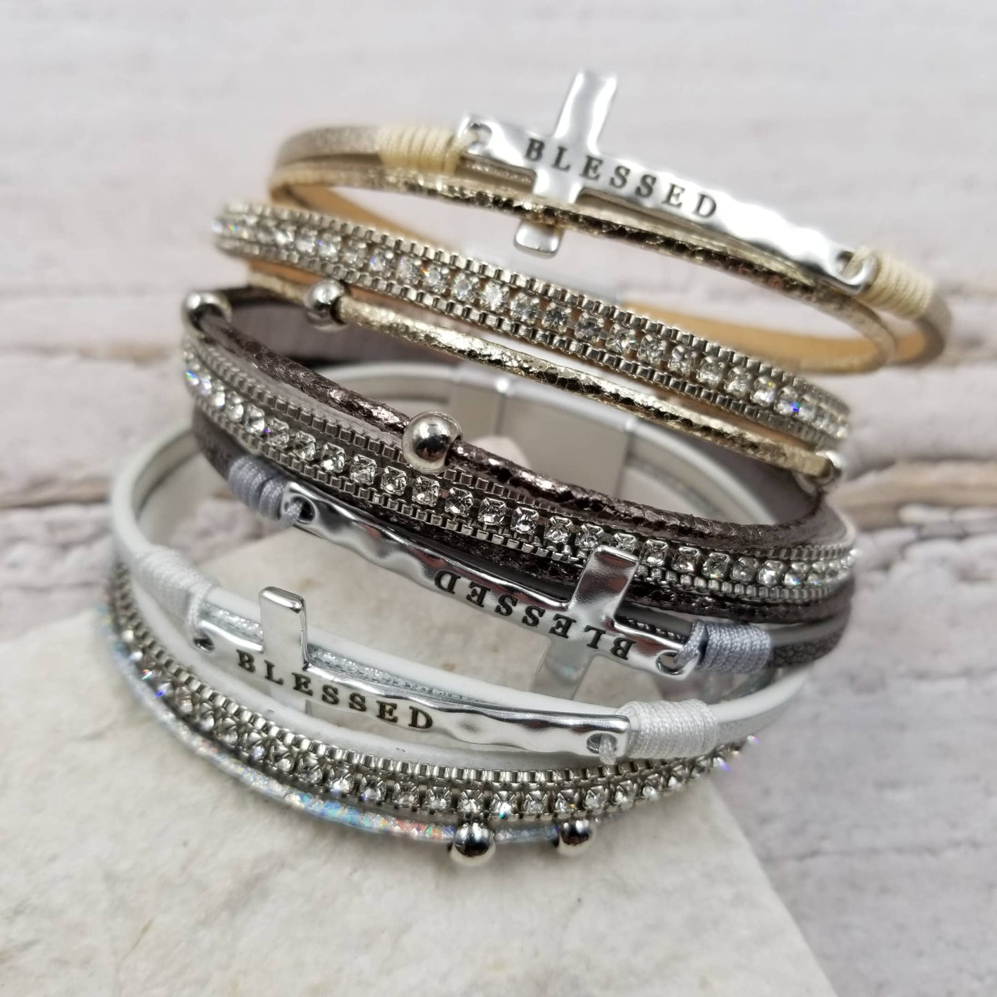 BLESSED Cross Multi-layer Magnetic Leather Bracelet