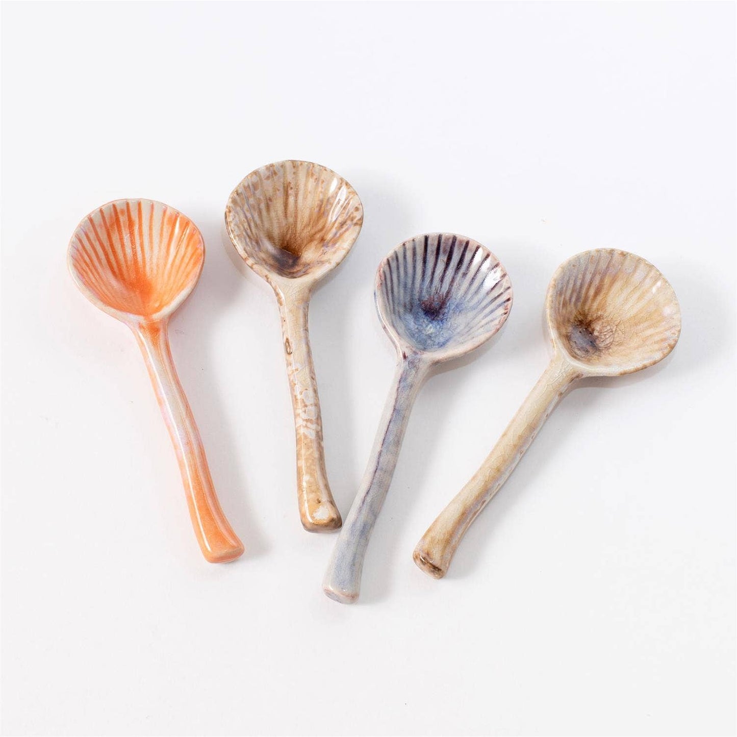 Spoons - Scallop Shell Multi Color Glazes (PK/12 AST)