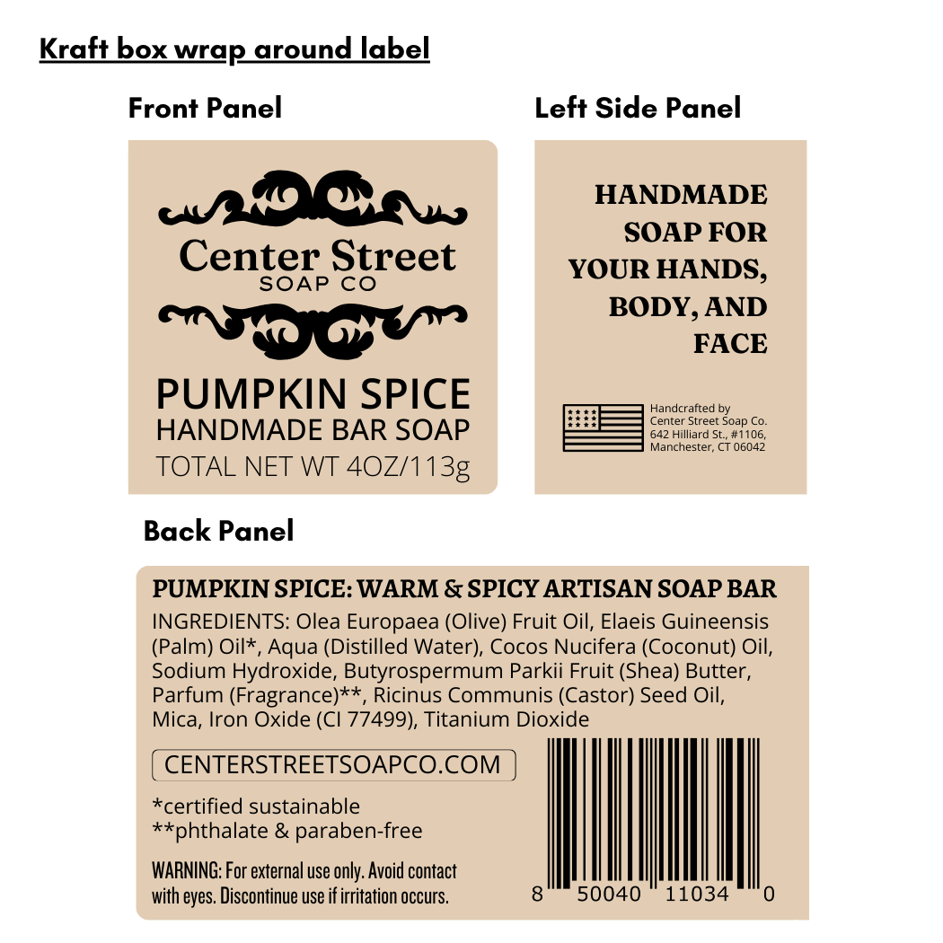 Pumpkin Spice Customizable Halloween Handmade Bar Soap - 4oz