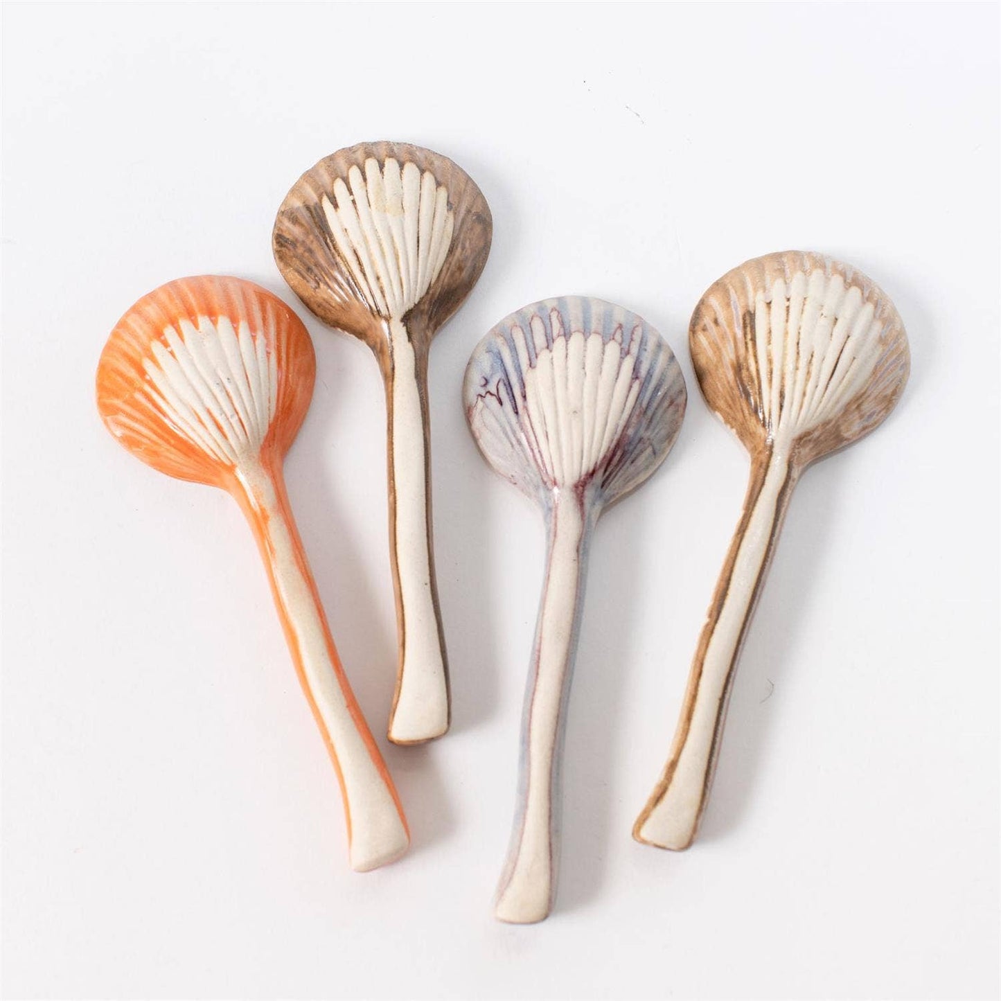 Spoons - Scallop Shell Multi Color Glazes (PK/12 AST)