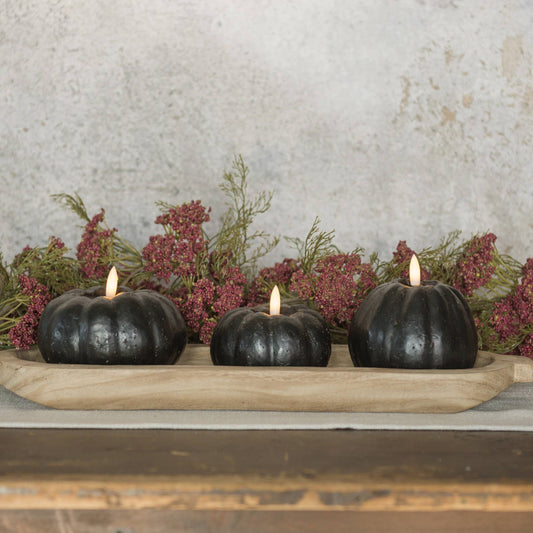 4" BLACK 3D FLAME TALL PUMPKIN CANDLE