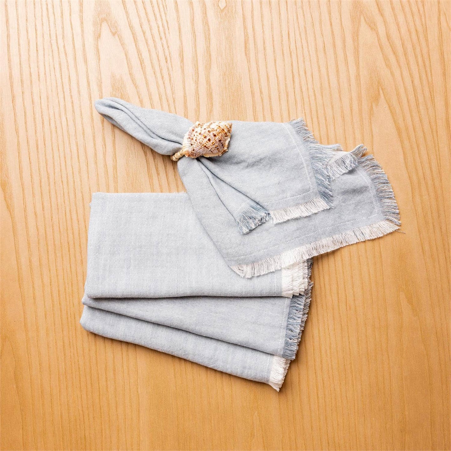 Napkin - Soft Blue Chambray Fringe Edge (PK/4)