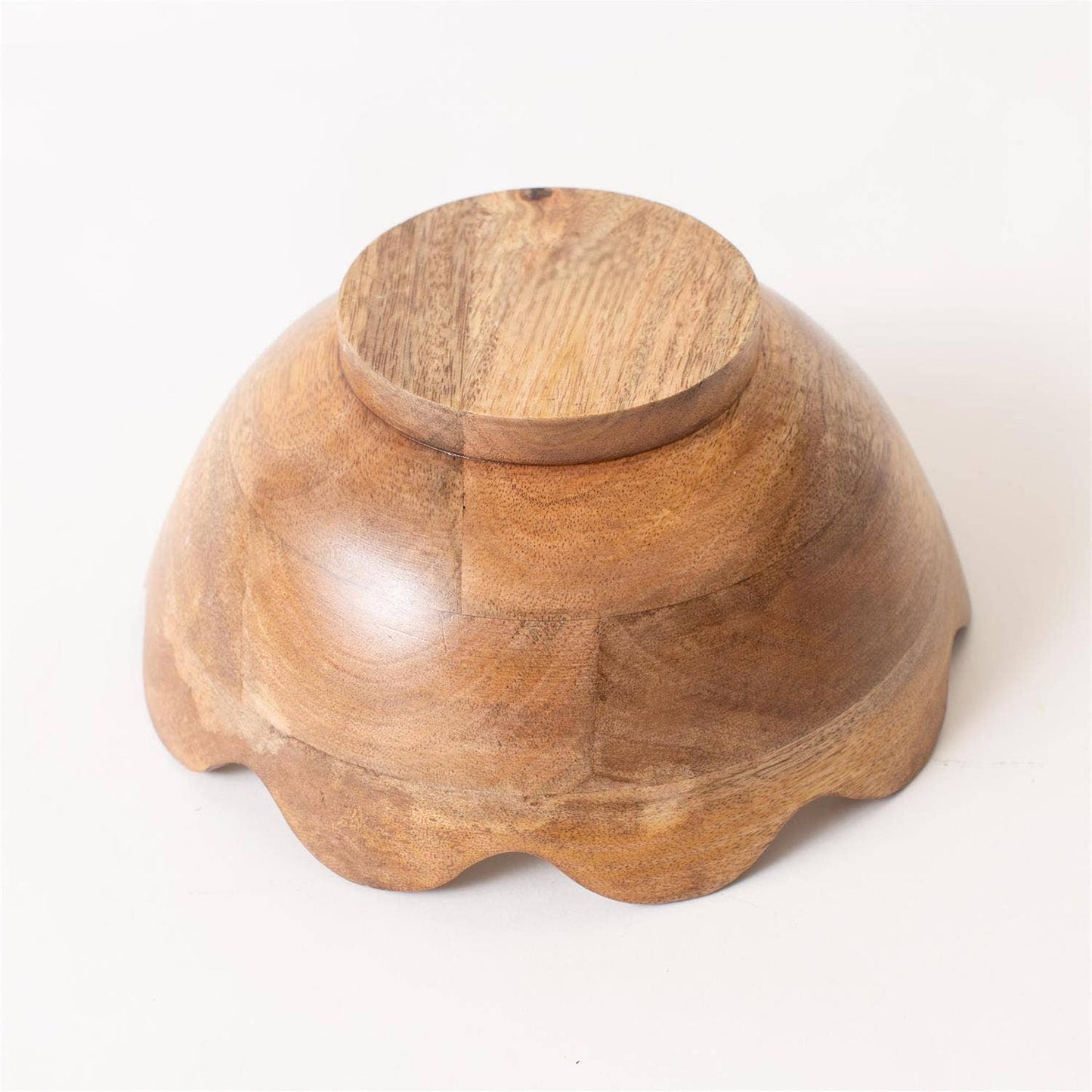 Fluted Mango Wood Bowl with White Enamel