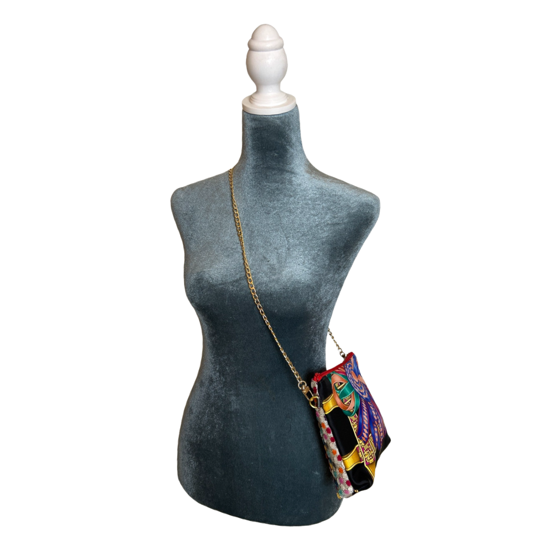 Rubans du Cheval Noir Vintage Silk Scarf Crossbody Bag Hermes