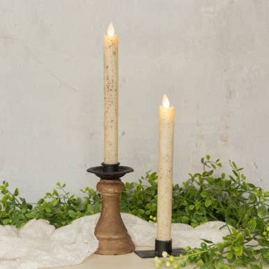 SET/ 2 - 9.5" MOVING FLAME CREAM TAPER CANDLE