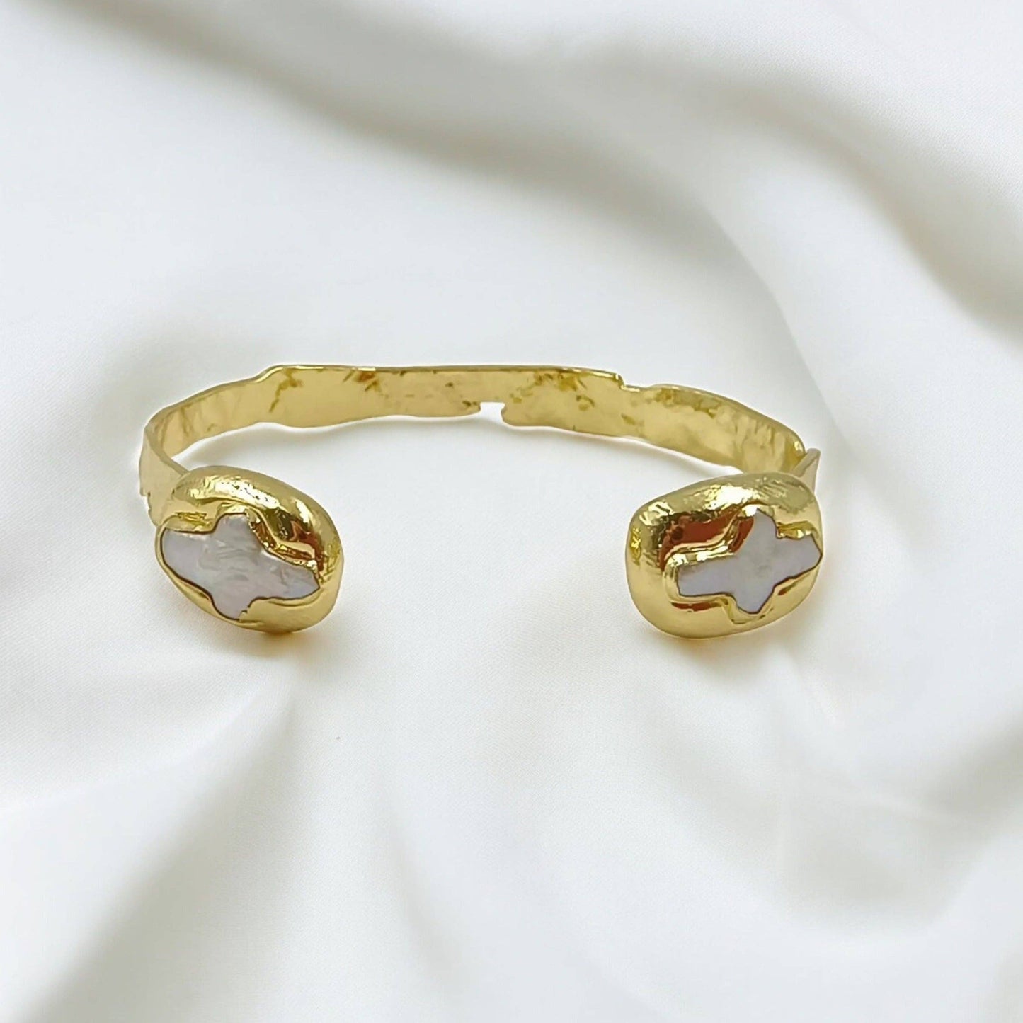 Pearl Cross Cuff Bracelet