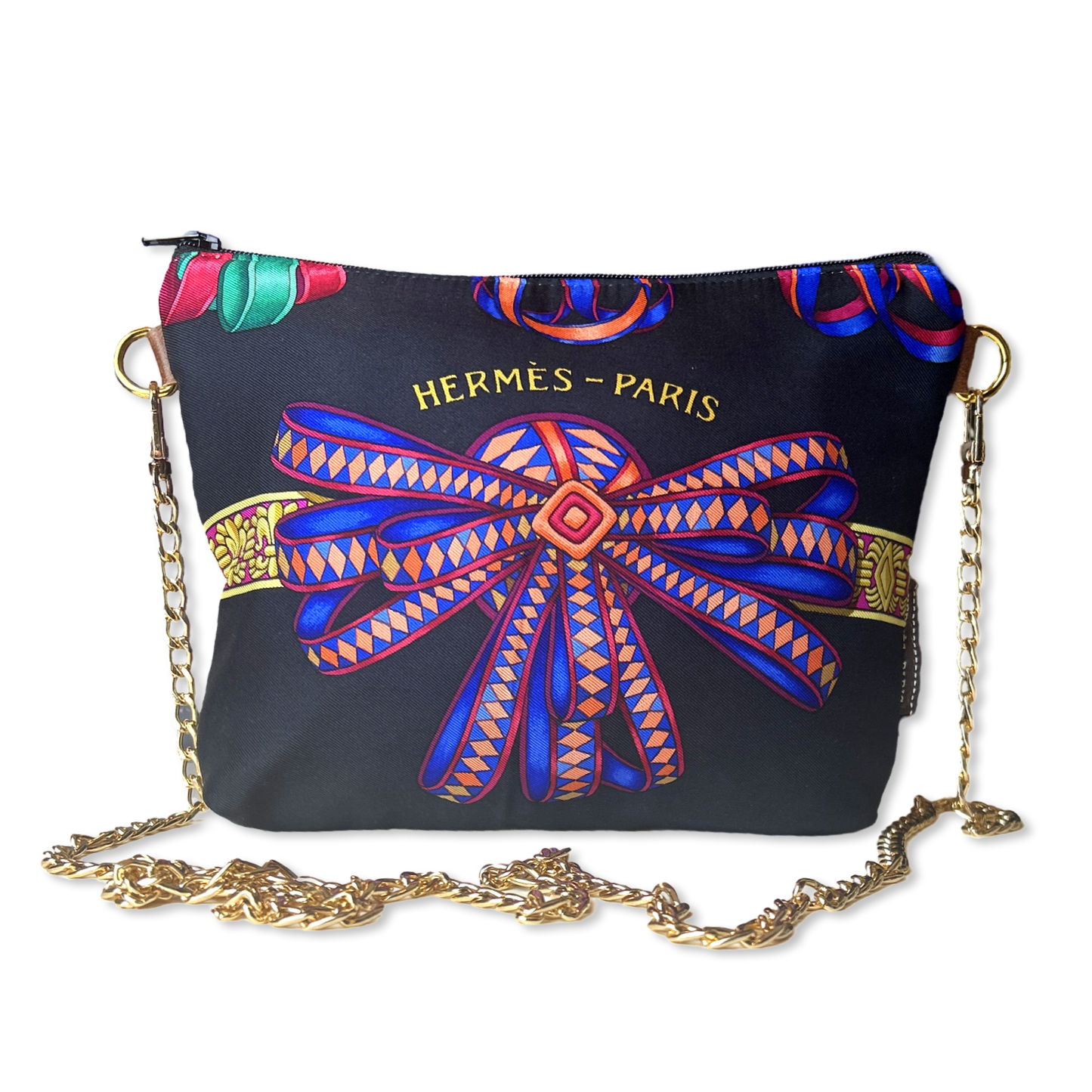 Rubans du Cheval Noir Vintage Silk Scarf Crossbody Bag Hermes