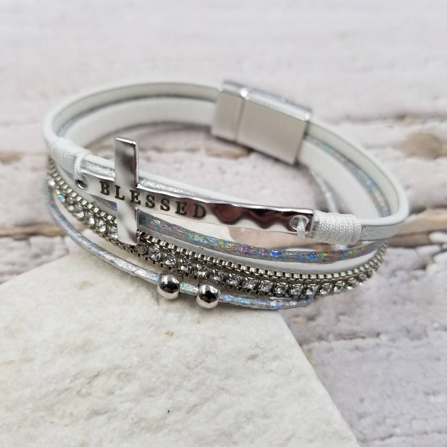 BLESSED Cross Multi-layer Magnetic Leather Bracelet