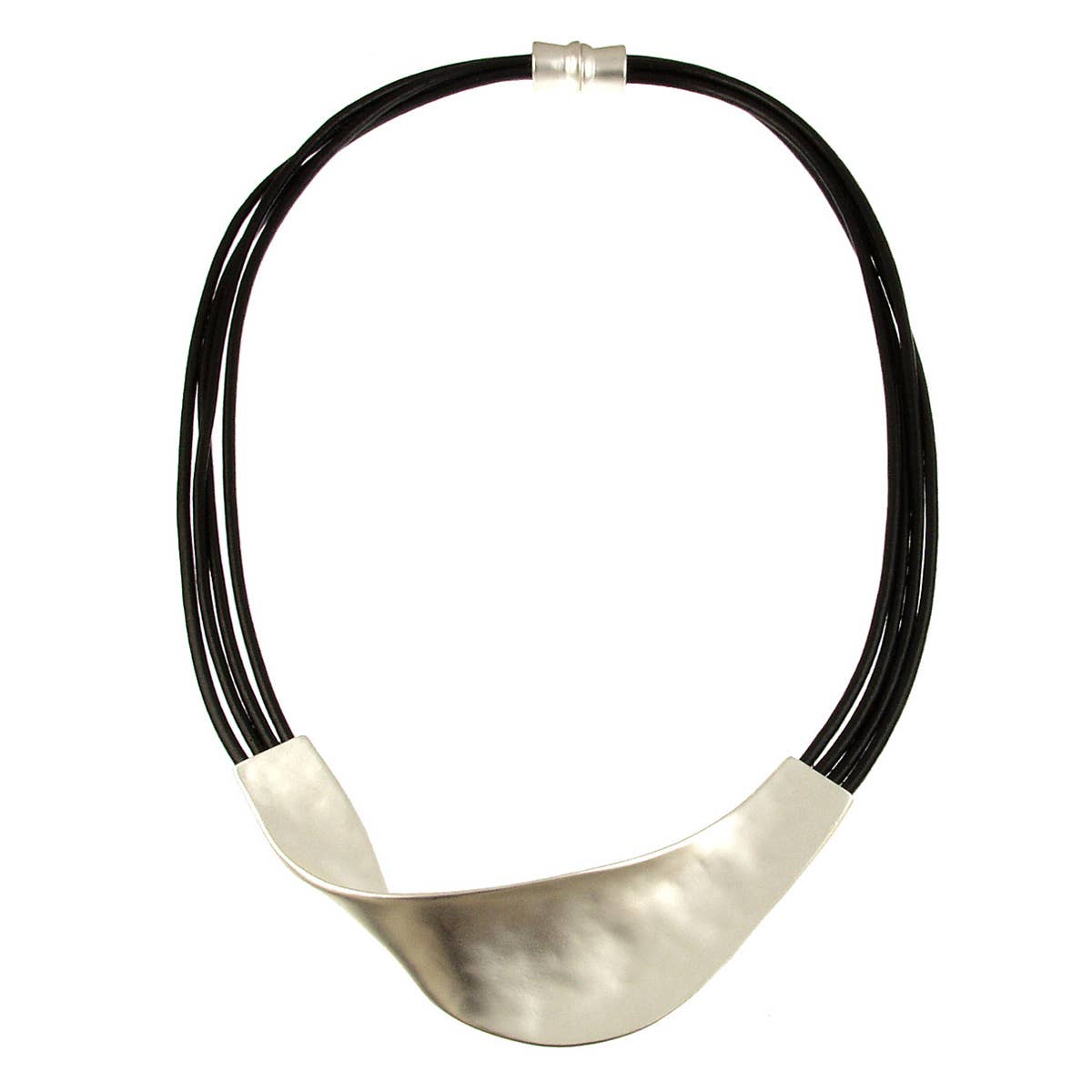 Leather & Metal Twist Necklace, Silver or Gold tone, 18" magnetic closure.