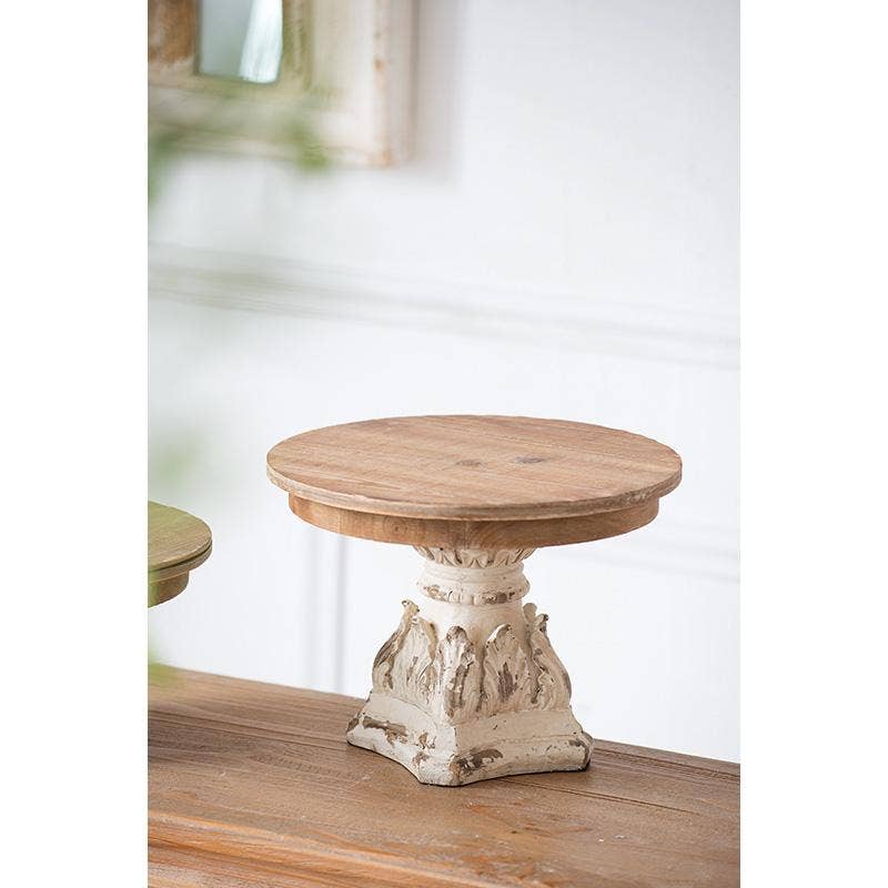 D10.5x7.5" Cream & Brown Wooden Table Top Plate