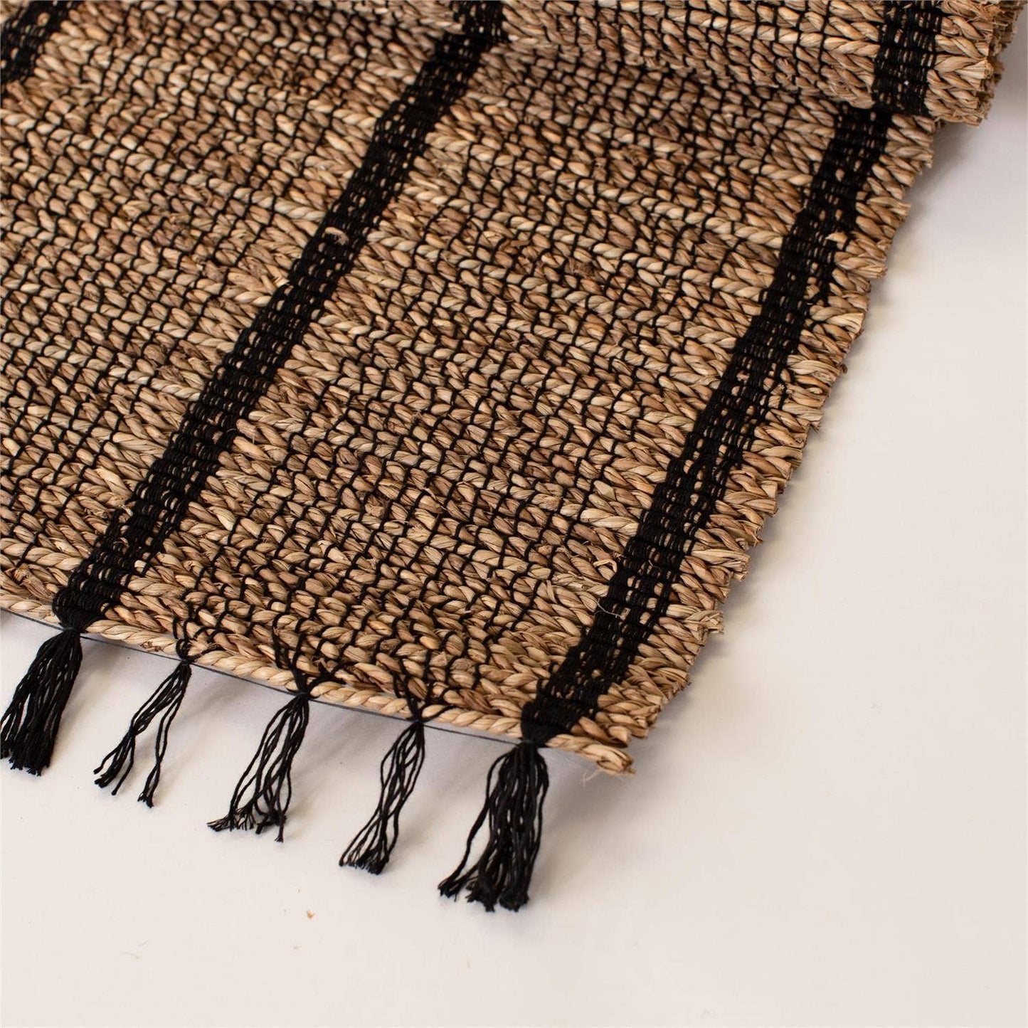 Runner - Natural And Black Woven Seagrass