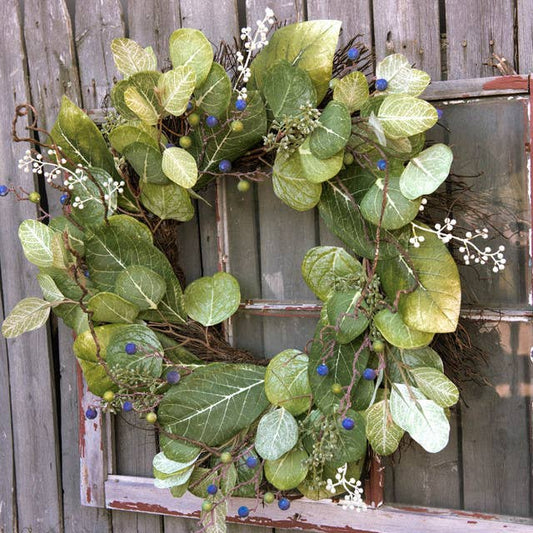 24" MAGNOLIA & BLUEBERRY WREATH