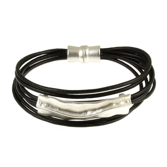 Wavy metal design magnetic closure bracelet
