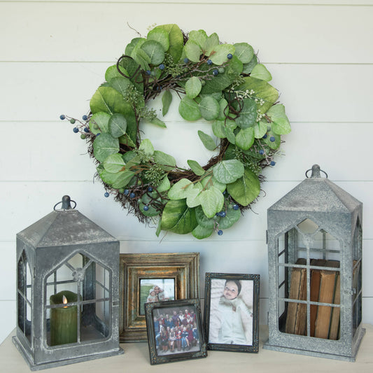 24" MAGNOLIA & BLUEBERRY WREATH