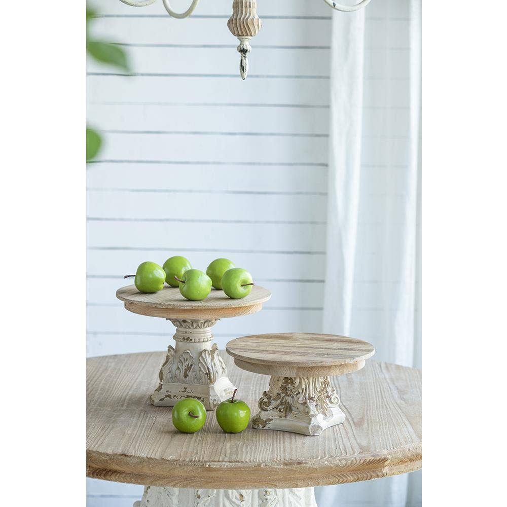 D10.5x7.5" Cream & Brown Wooden Table Top Plate