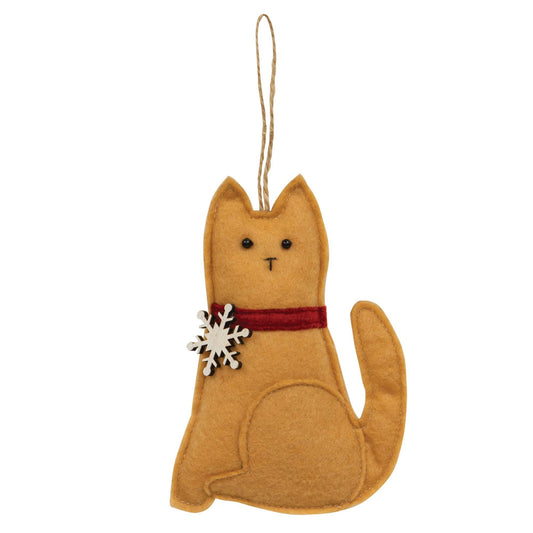 Snowflake Orange Cat Felt Ornament