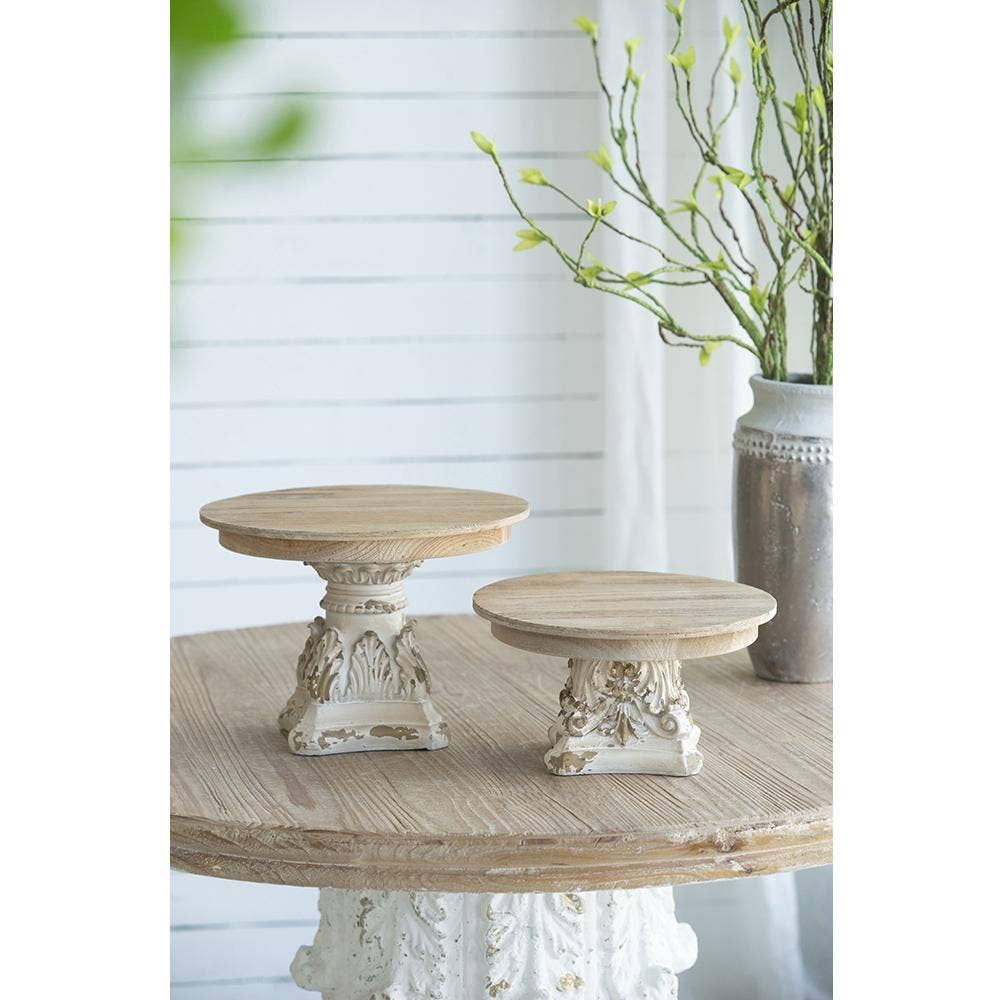 D10.5x7.5" Cream & Brown Wooden Table Top Plate