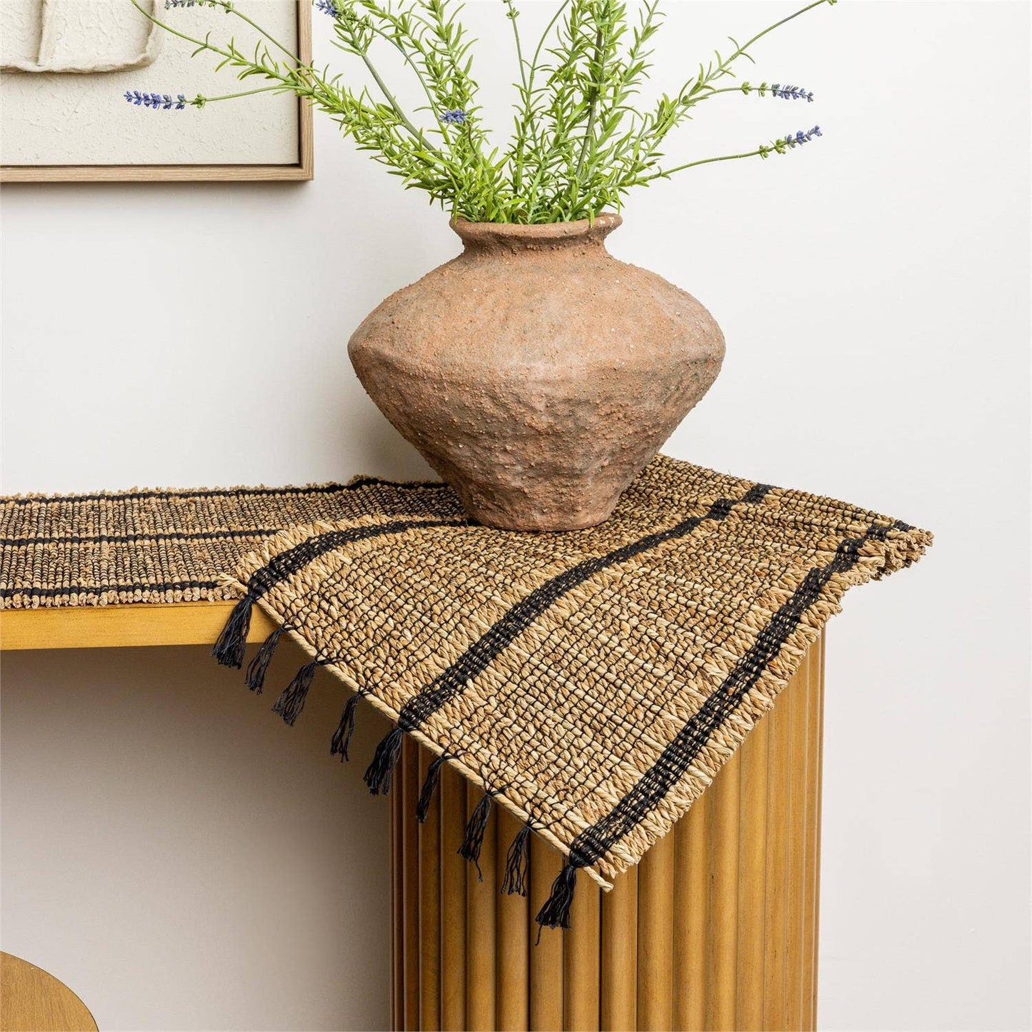 Runner - Natural And Black Woven Seagrass