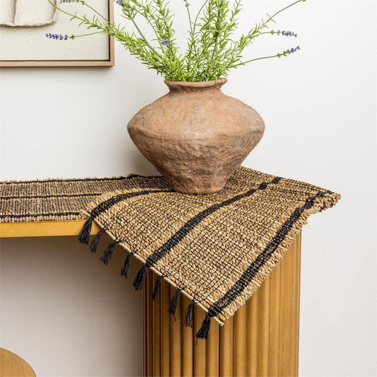 Runner - Natural And Black Woven Seagrass