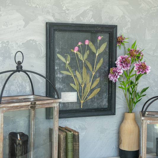 17.75" PRESSED PINK FLOWER W/ BLACK FRAME