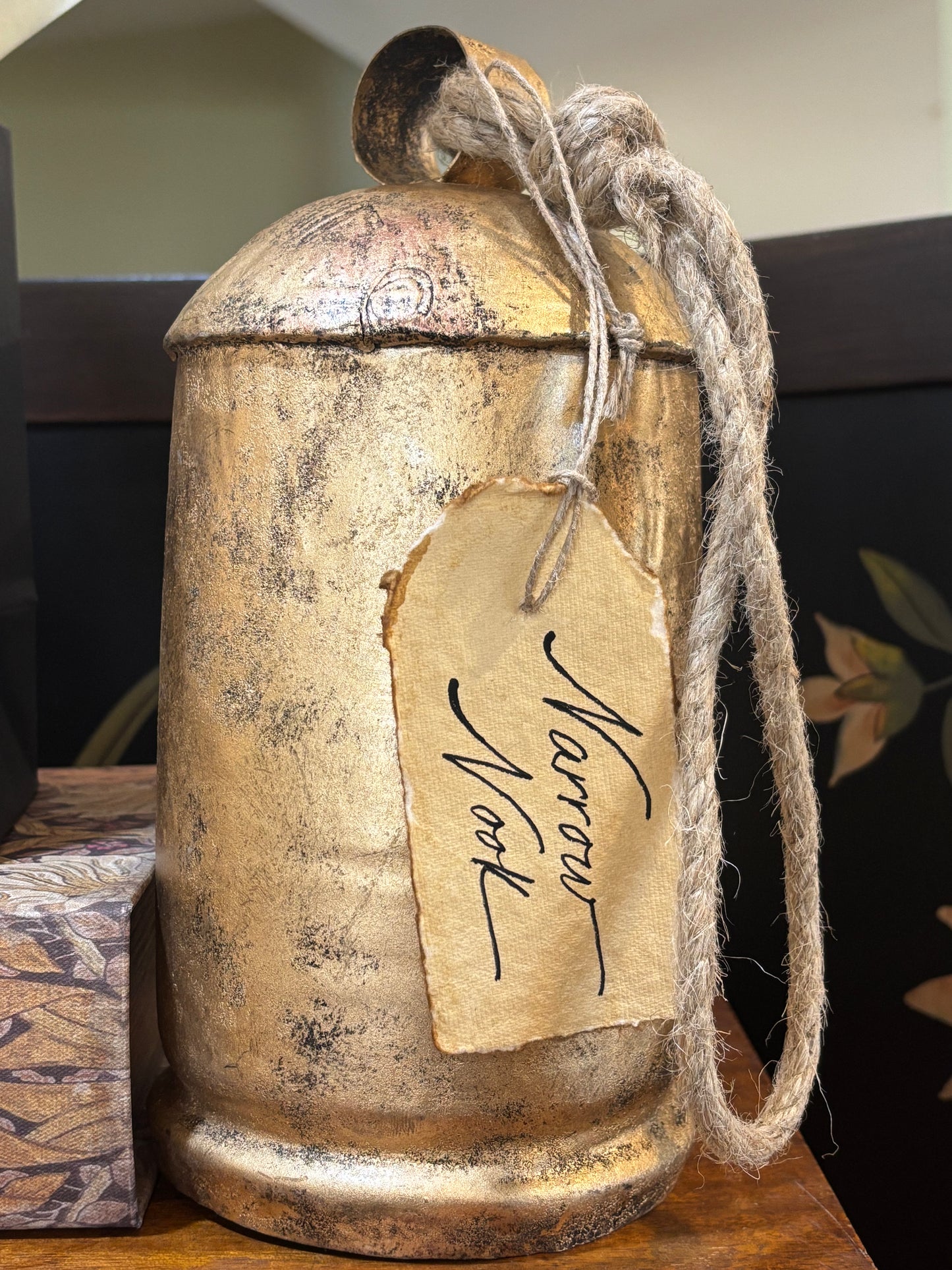 Antique Gold Christmas Bell, 9 1/2"