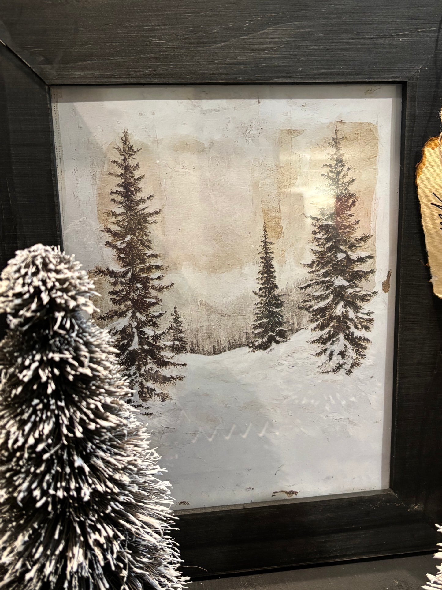 EVERGREEN WINTER WONDERLAND WALL ART((Framed)FR-3939 - Evergreen Trees Frame)