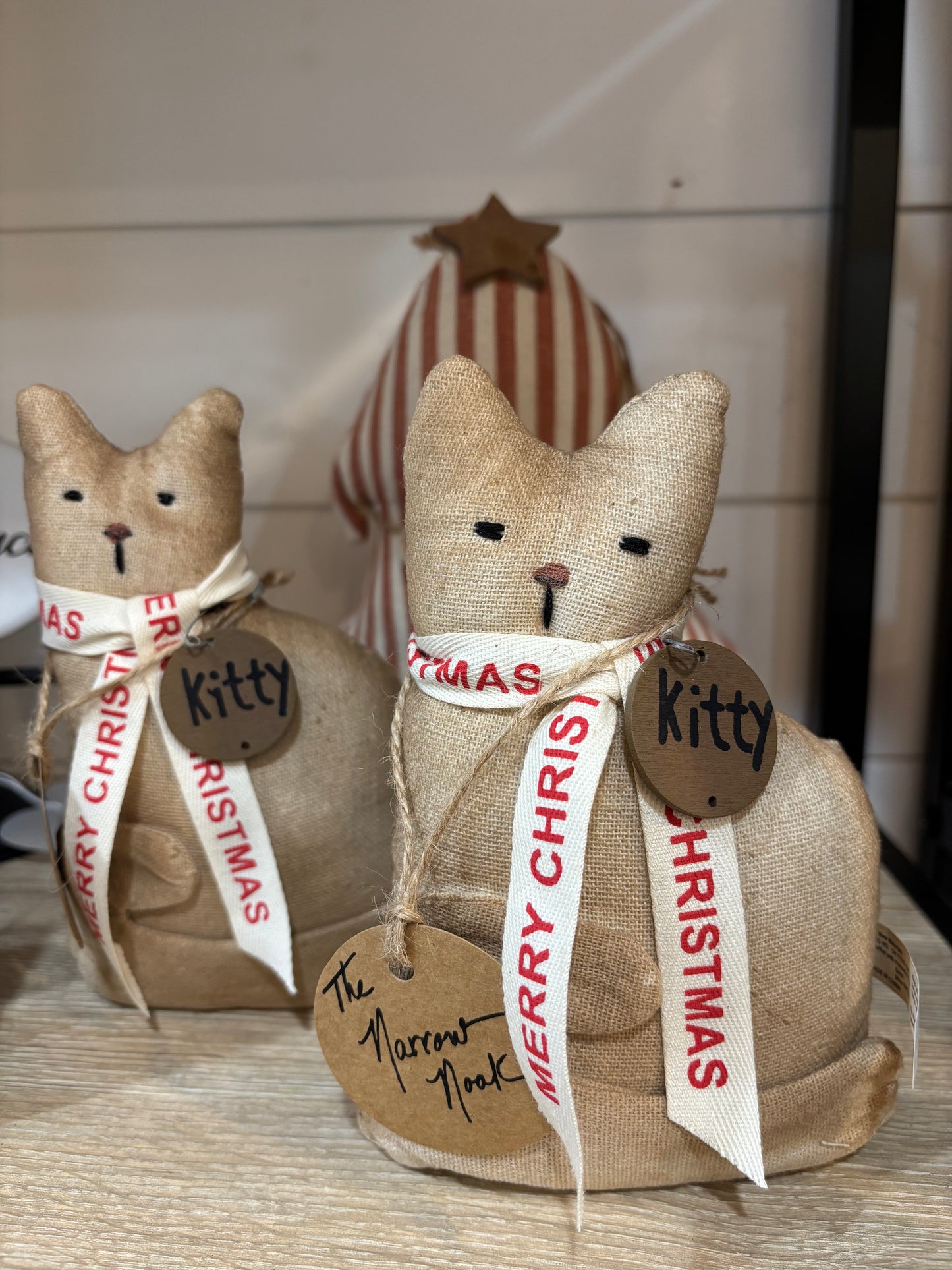 Stuffed Primitive Sitting White Kitty