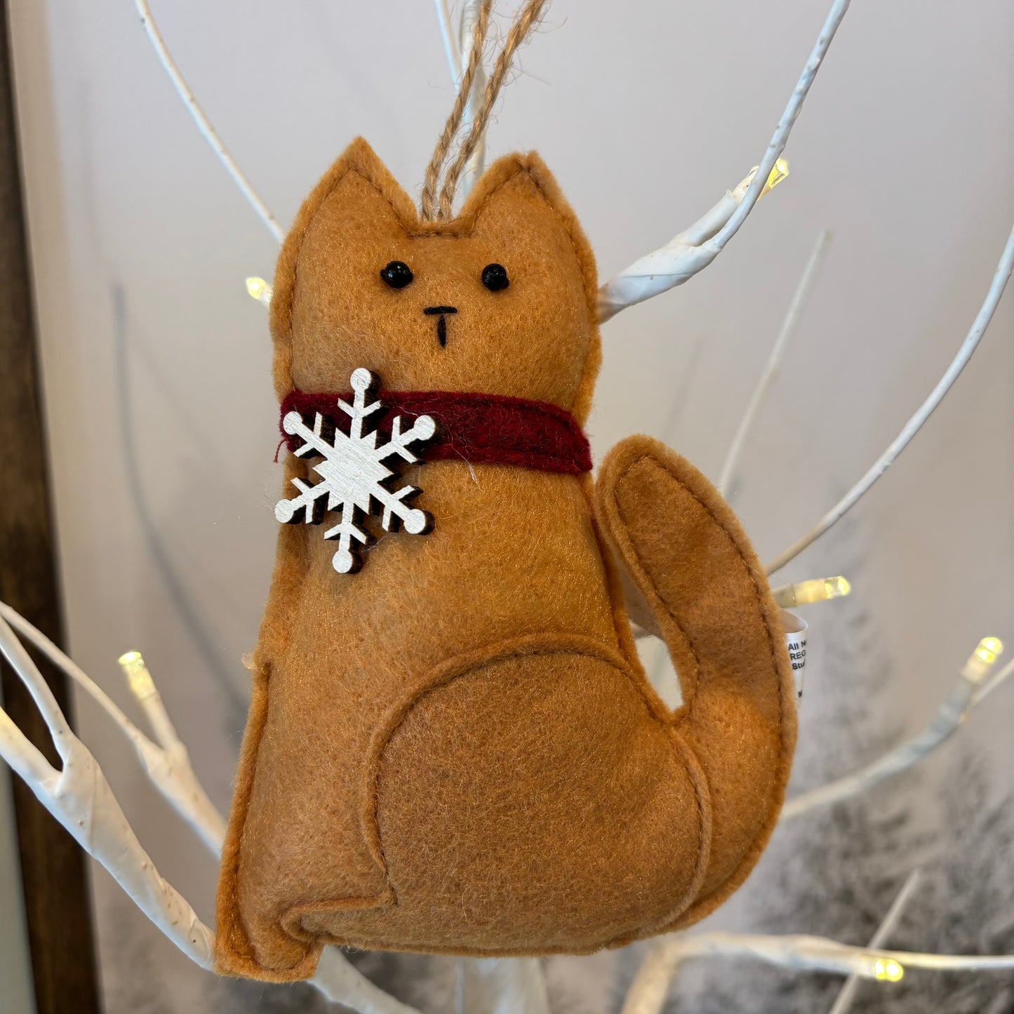 Snowflake Orange Cat Felt Ornament