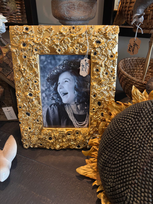 Gold Sunflower Picture Frame (Stunning!) 7.5x1x9.5" Photo Frame