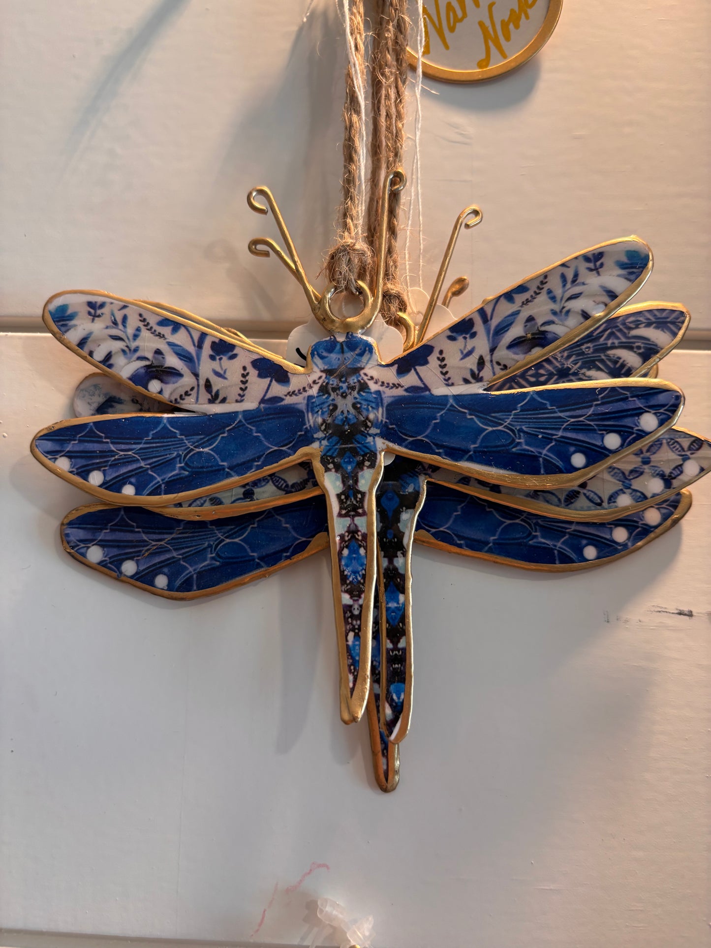Blue/White Surprise Dragonfly Ornament 4.5"H