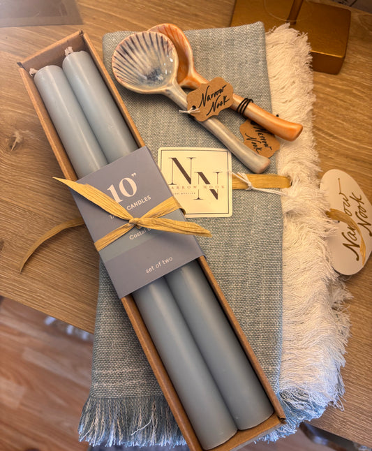 Costal Blue Taper Candle 10 in. (Set of 2)