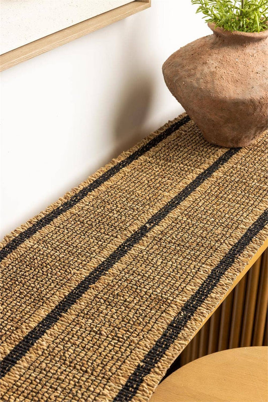 Runner - Natural And Black Woven Seagrass