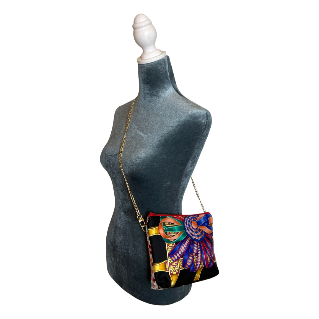 Rubans du Cheval Noir Vintage Silk Scarf Crossbody Bag Hermes