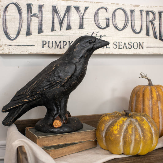 Black Crow Papier-Mâché Decoration | Halloween & Fall Décor