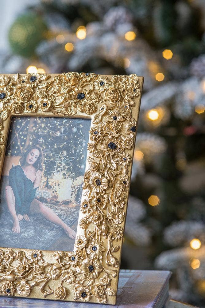 Gold Sunflower Picture Frame (Stunning!) 7.5x1x9.5" Photo Frame