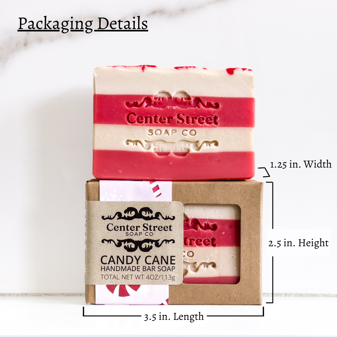 Candy Cane Christmas Handmade Bar Soap - 4oz