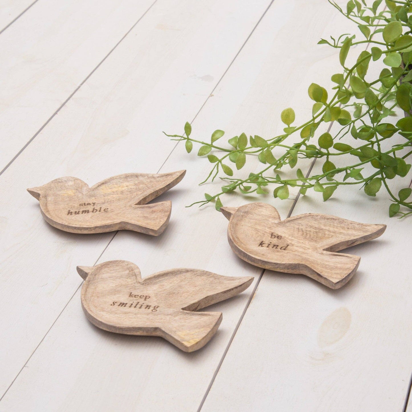 Mango Wood Bird Trinket Trays (Pk/03 Ast)
