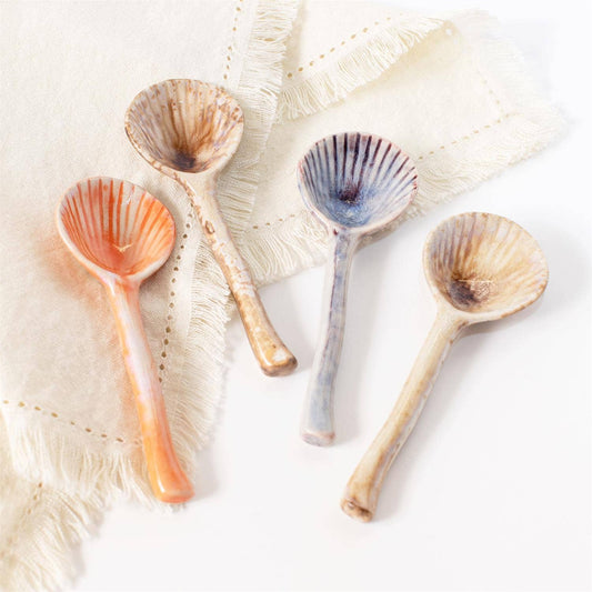 Spoons - Scallop Shell Multi Color Glazes (set of 4)