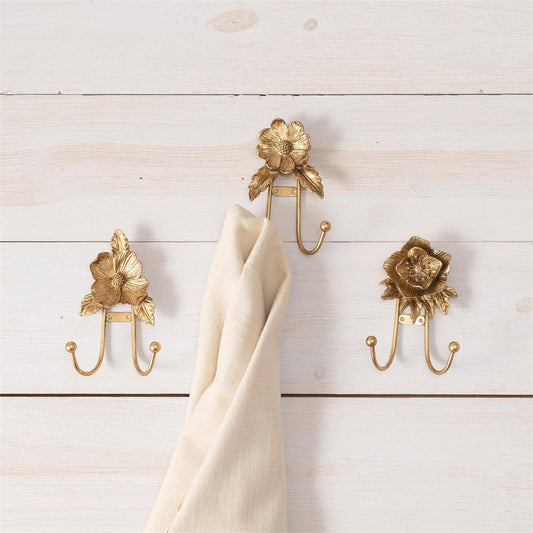Gold Floral Hooks (set of 3)