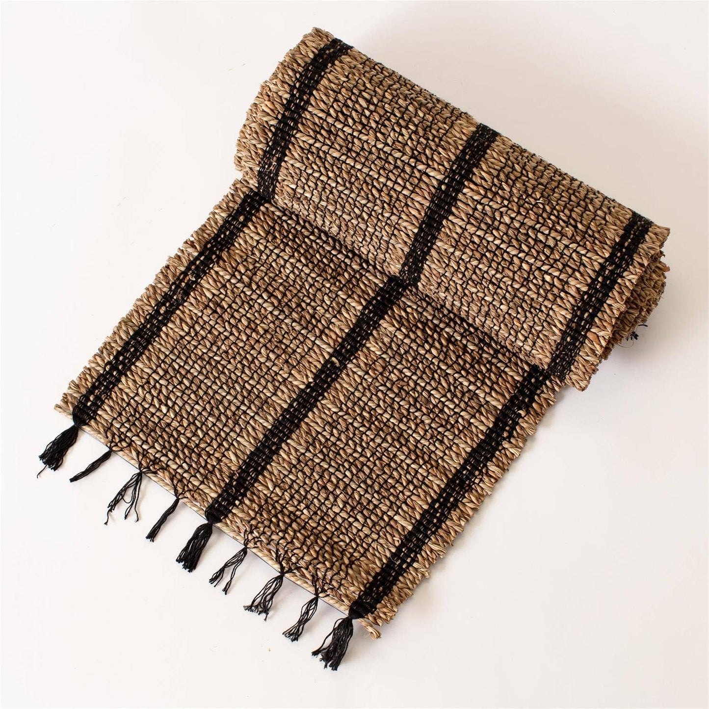 Runner - Natural And Black Woven Seagrass